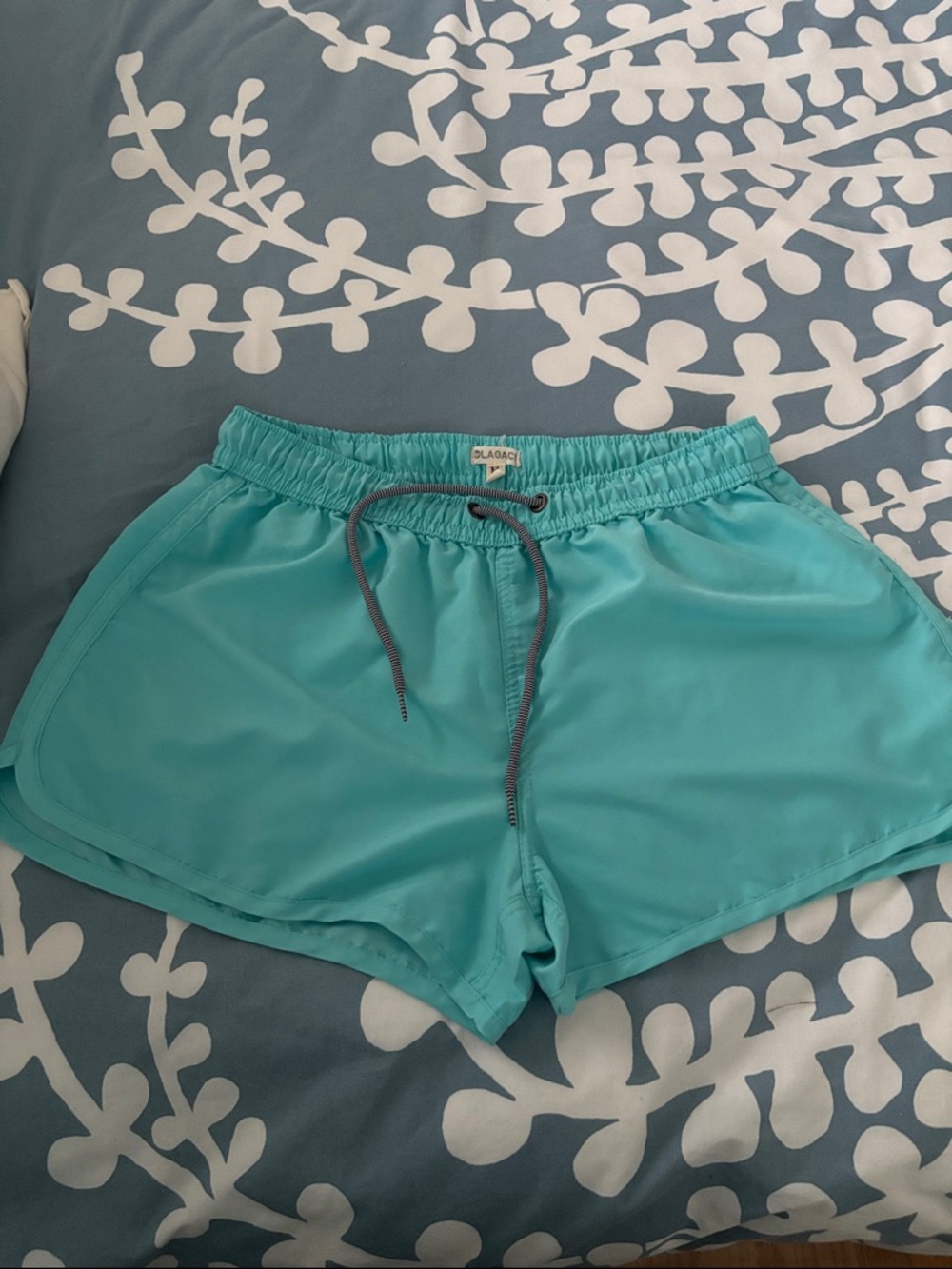 Lagaci Aqua Blue Women's Athletic Shorts with Drawstring